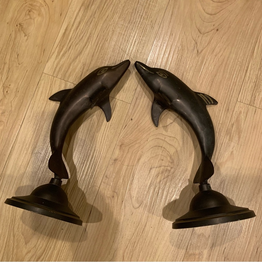 Elegant Brown Dolphin Home Decor 2 Piece